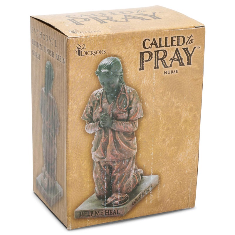 Dicksons Help Me Heal Praying Nurse 5 inch Gold Resin Stone Table Top Figurine - Image 3